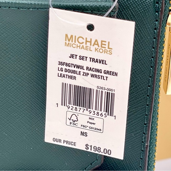 Michael Kors DoubleZip Wallet Wristlet Phone Case Racing Green - Picture 14 of 15